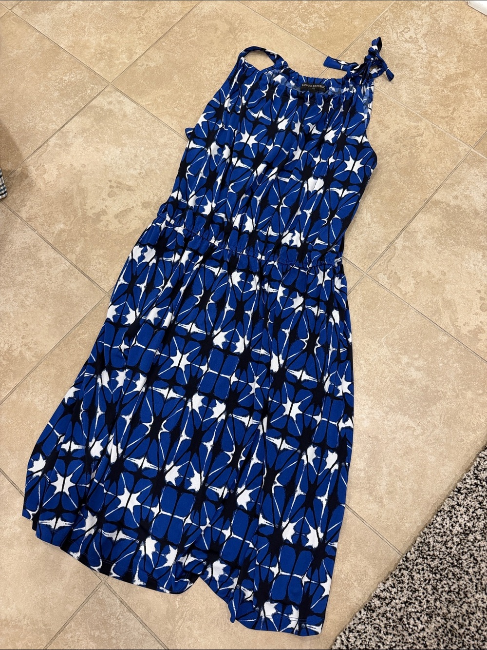 Banana Republic Blue and White Patterned Dress, Size L
